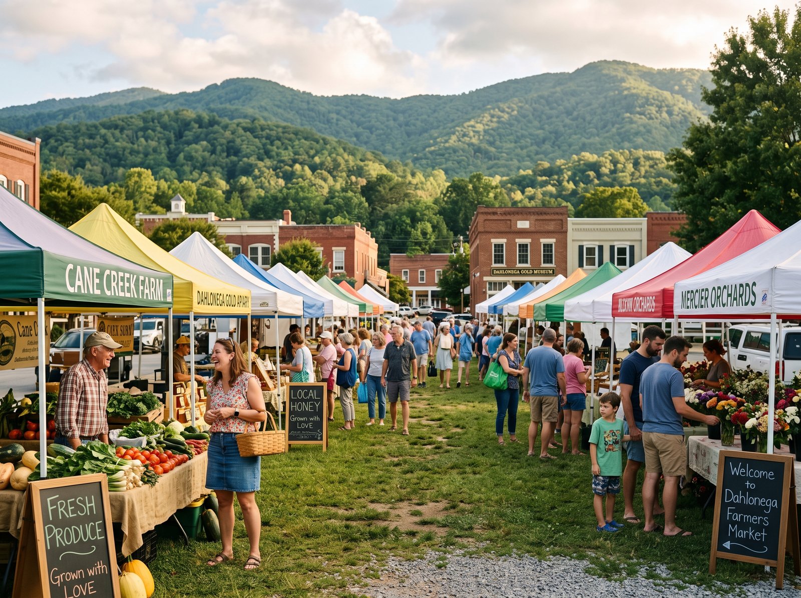 A community farmers market in Dahlonega, Georgia
